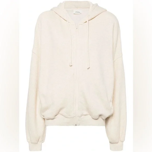 American Vintage Itonay Hoodie Cream Zip-Up Hoodie XS/S Cotton and Linen Jacket - Picture 2 of 13